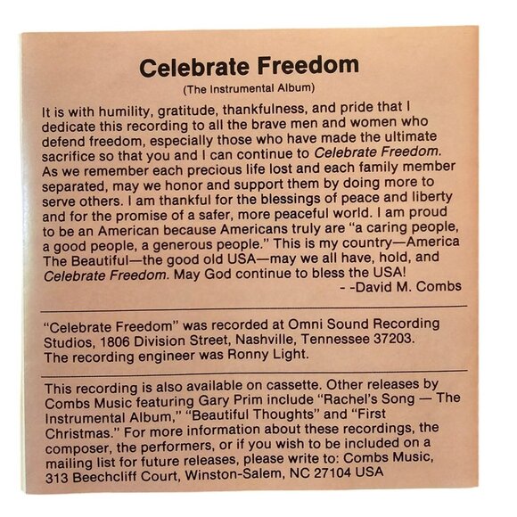 Celebrate Freedom Instrumental Album By Gary Prim On Piano & Keyboard 37624cd - Picture 2 of 3